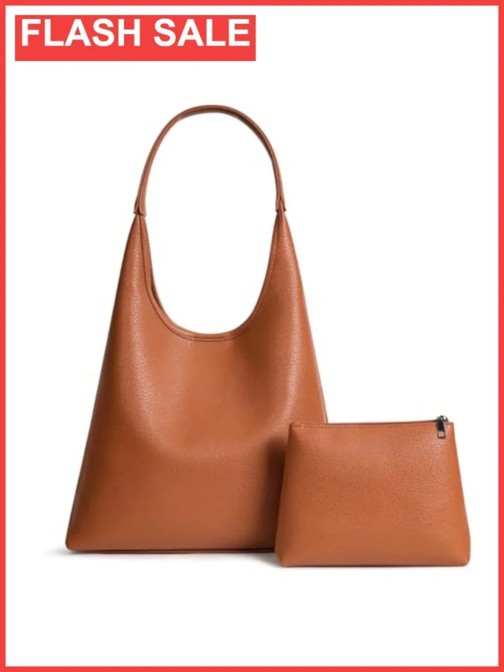 Large Slouchy Hobo Shoulder Bag Soft Vegan Leather Tote Purse 2-Piece Set
